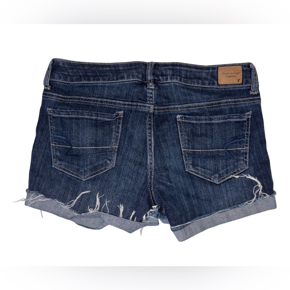American Eagle Dark Wash Stretch Denim Cutoff Shorts - Picture 2 of 6